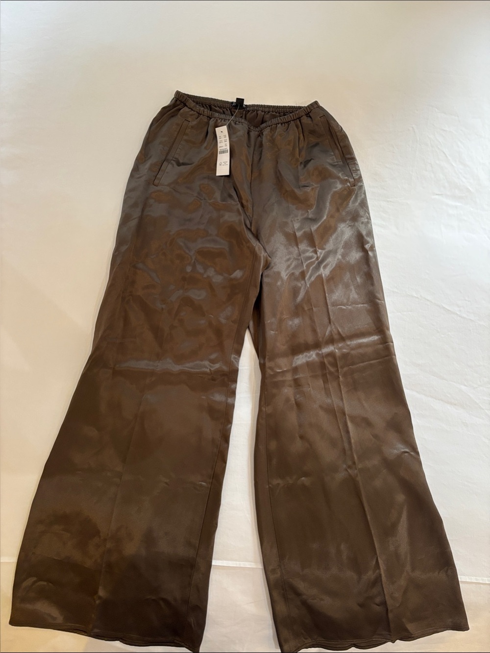 J. Crew Chocolate Brown Wide Leg Satin Pants